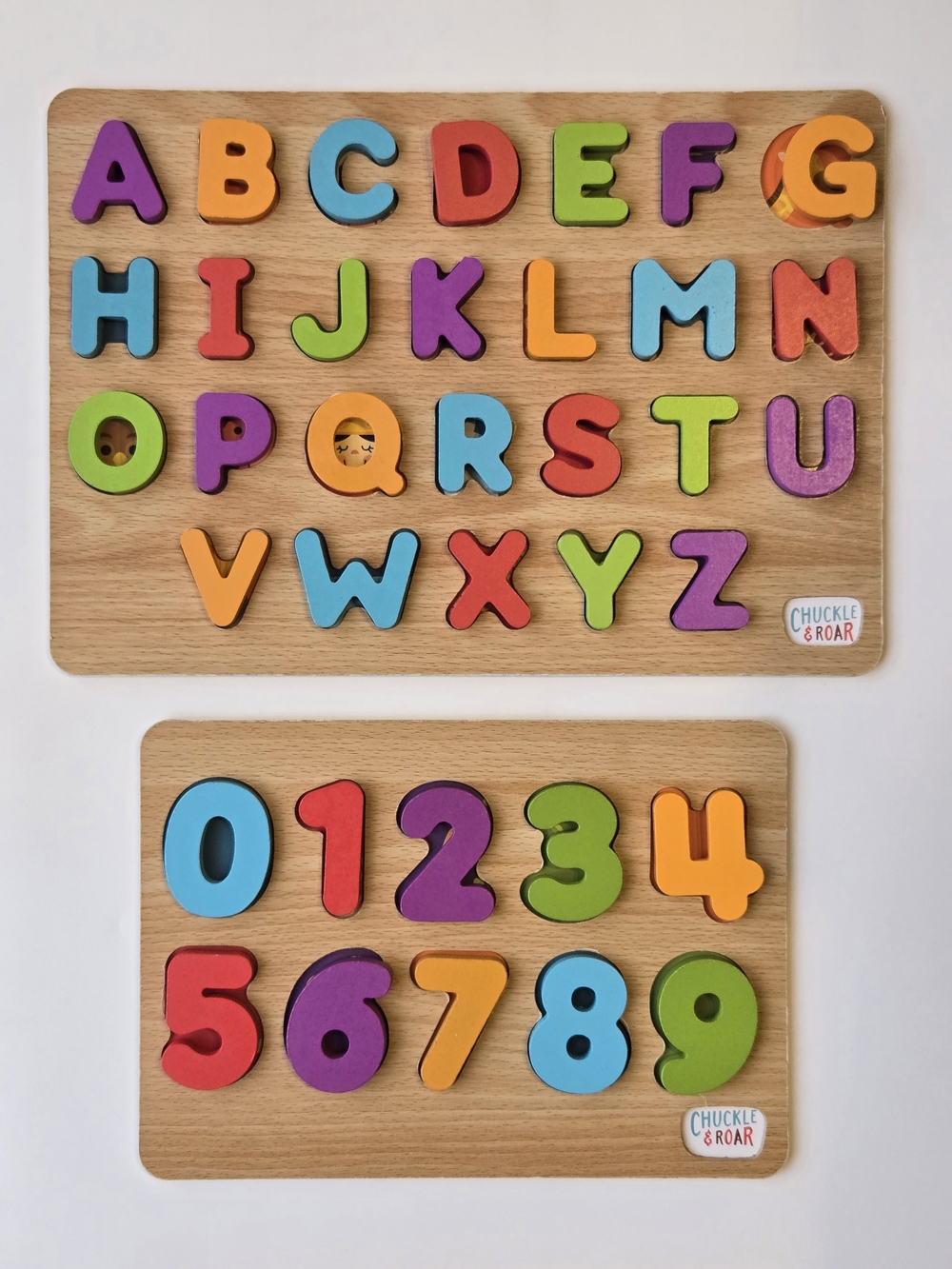 Colorful Wooden Alphabet & Number Puzzle - Multicolor Learning Set